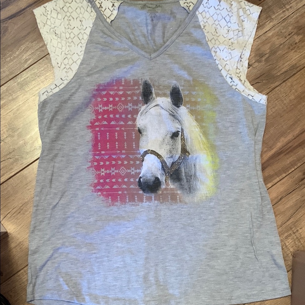 🐴Wrangler 🐎Kids Gray Horse Graphic Top XL